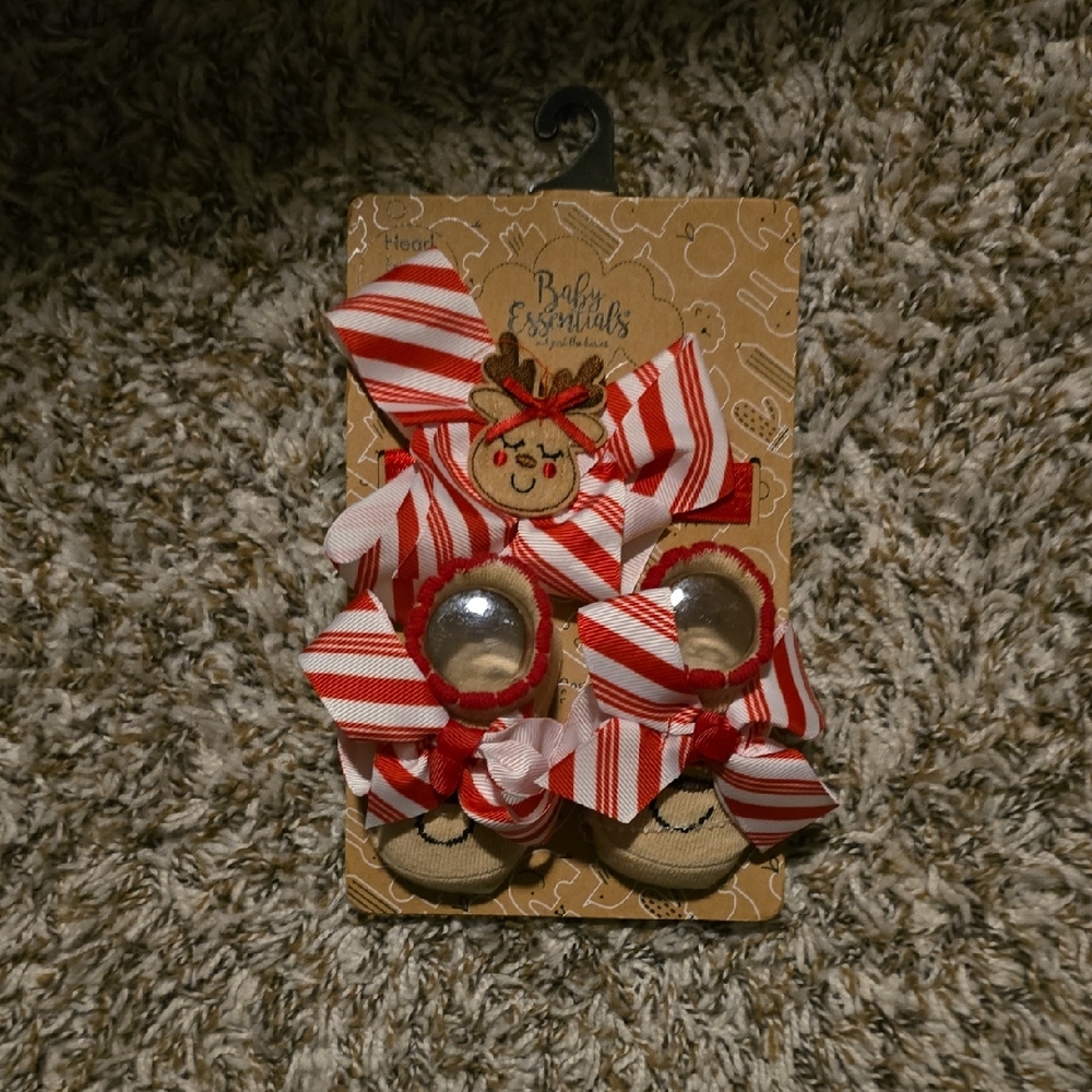 Baby Essentials Festive Red and White Baby Booties